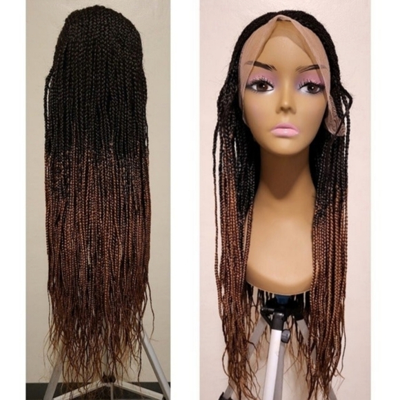 French Braid Fashion Lace Front Wig - Ombre Brown - Picture 1 of 12